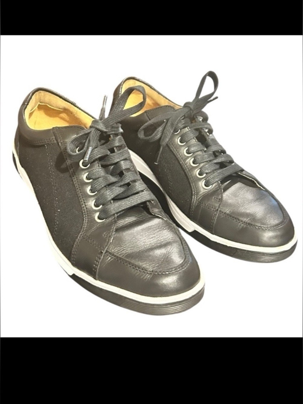 Cole Haan Z2354 Men's Black Leather Vartan Sport Oxford Sneakers Size 8 M VGC